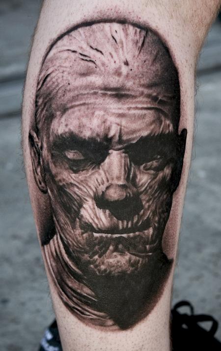 Tattoos - Black and Gray Mummy Portrait Tattoo - 61743